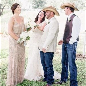 Adrianna Papell Art Deco Beaded Blouson Bridesmaid